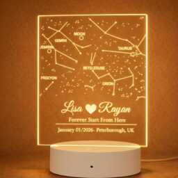 Personalised Star Map Night Light - Custom Constellation Led Lamp Romantic Anniversary Wedding Gift - thumbnail 4