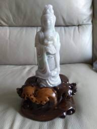 Guan Yin Jadeite Jade Statue With Wooden Base, Guanyin & Baby, Natural Grade A Type Jade, Burma Gemstones, Jadeiteroom Etsy