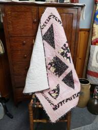 Baby Quilt, Pink Ballerina Shower Gift, Slippers Nursery Newborn Girls Blanket - thumbnail 1