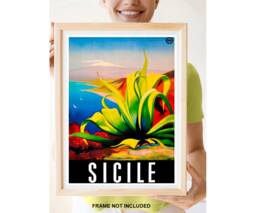Reprint Of The Vintage Italian Travel Poster To Sicily - thumbnail 1