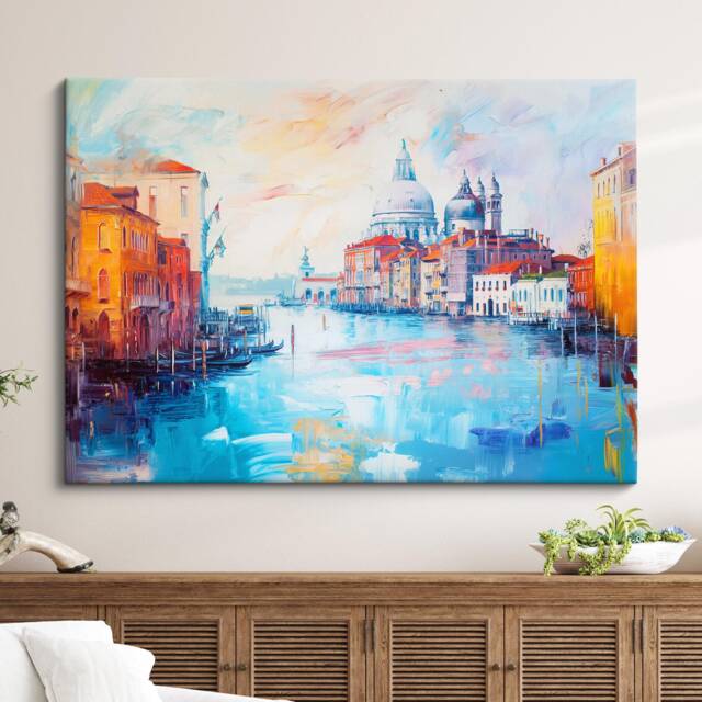 Venice Italy Abstract Oil Painting Framed Print & Canvas Large Sizes Wall Art Poster Travel Home Decor Interior Gift Idea - image 1