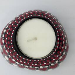 Mandalastein Tea Light Holder Red Hearts - thumbnail 2