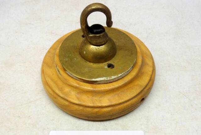 Brass Ceiling Hook Lamp Chandelier Light Wall Patras Wooden Mount Hanging Chain Antique Old - image 1