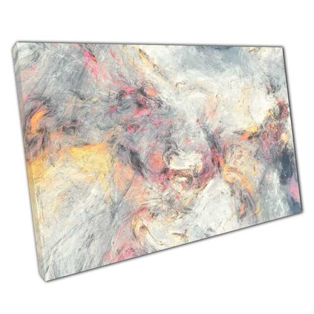 Elegant Grey, Pink & Gold Abstract Canvas Swirling Marble Wall Art For Modern Home Office Decor - image 1