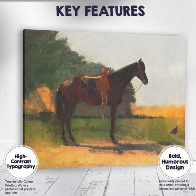 Saddled Chestnut Horse Country Meadow Realist Painting Canvas Wall Art Print Decor Picture Ready To Hang - image 1