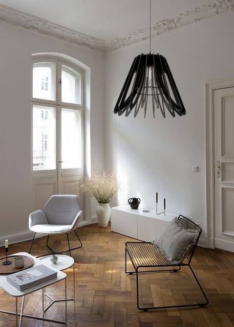 Black Pendant Light Hanging Dining Chandelier Lamp Shade Ceiling Wood Fixture Bedroom Lighting Minimal Red - image 1