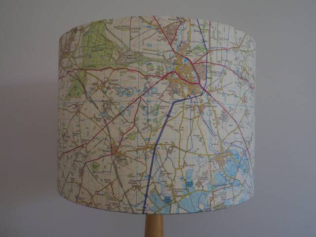 Map Personalised Lampshade -Perfect Gift - Choose Your Area Handmade Lamp Shade Drum Table Floor Or Ceiling Pendant Various Sizes - image 1