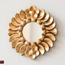 "Small Sunburst Mirror Set 6 ""Gold Sun"", Handmade Round Mirror Wall 6" - thumbnail 4