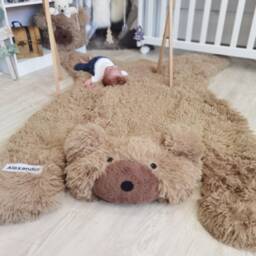 Personalized Fluffy Bear Rug - Woodland Nursery Decor, Adventure Animal For Boy Or Girl, Baby Shower Gift - thumbnail 1