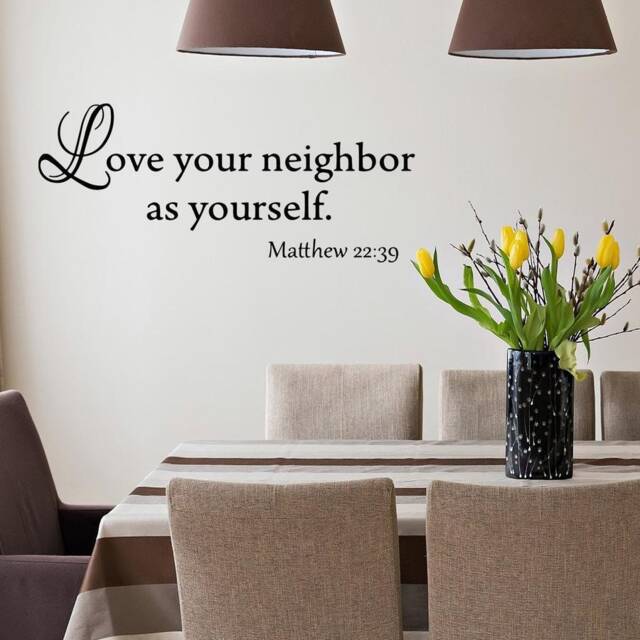 Christian Faith Stickers Scripture Headboard Wall Decal - Love Your Neighbor As Yourself Matthew 2239 - Vwaq-3014 - image 1