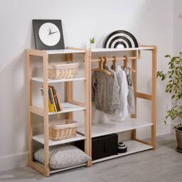 Montessori Clothing Rack With Maxi Shelf Kids Wardrobe Organizer
