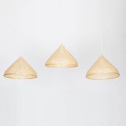Handmade Bamboo Pendant Lamp - Woven Cone Light, Boho Rustic Decor - thumbnail 1