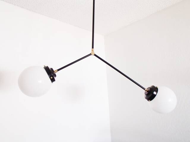 Brass Modern Ceiling Light - Twin Arm Minimalist Dining Living Room Globe Shades Kitchen Bathroom Bedroom Lighting Ul Listed - image 1