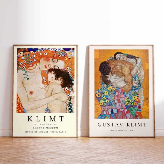 Gustav Klimt Art Prints, Mother & Child Poster, The Family Embrace Wall Art, Classic Nouveau Decor, Romantic Fine Print Set - image 1