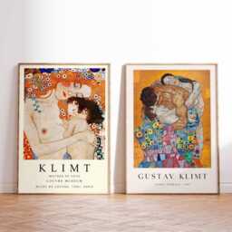 Gustav Klimt Art Prints, Mother & Child Poster, The Family Embrace Wall Art, Classic Nouveau Decor, Romantic Fine Print Set - thumbnail 1