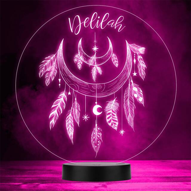 Mystical Feathers Beads Moons Stars & Crystals Custom Gift Colour Night Light - image 1