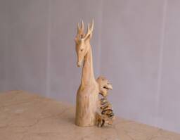 Wooden Deer Head Sculpture, Personalized Statue, Animal Figurine, Wild, Wood Carving, Burl Wood, Art, Apartment Decor, Gift For Mom - thumbnail 1