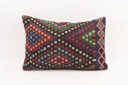 16x24 Bohemian Kilim Pillow Handwoven Turkish Wool Cushion - thumbnail 1