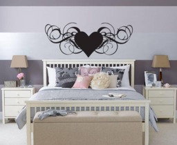 Heart Headboard Decor Wall Decal Bedding Crib Master Bedroom Living Room Wedding Gift Custom Quote Love Bride Groom Husband Wife - thumbnail 1
