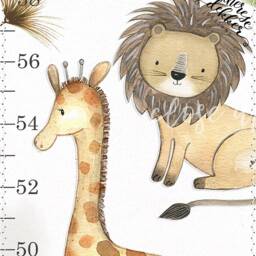 Safari Growth Chart, Jungle Canvas Height Wall Art, Decor, Animals Kids Room Decor - thumbnail 3