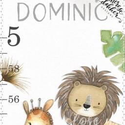 Safari Growth Chart, Jungle Canvas Height Wall Art, Decor, Animals Kids Room Decor - thumbnail 2