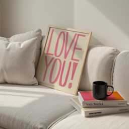 Love You Wall Art, Living Room Prints, Gift For Her, Hallway Bold Retro Typography Print, Valentines Gift, Bedroom Art - thumbnail 3