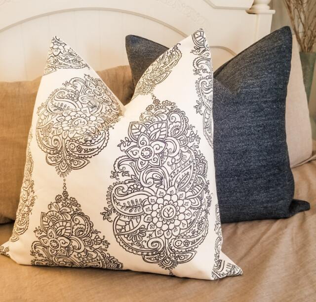 2 Colorslarge Floral Crest.blues.white.orange.farmhouse Pillow.accent Pillow.spring/Summer/Fall Toss Pillow.throw Pillow.pillow Cover - image 1