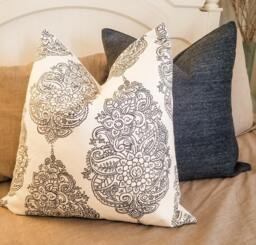 2 Colorslarge Floral Crest.blues.white.orange.farmhouse Pillow.accent Pillow.spring/Summer/Fall Toss Pillow.throw Pillow.pillow Cover - thumbnail 1