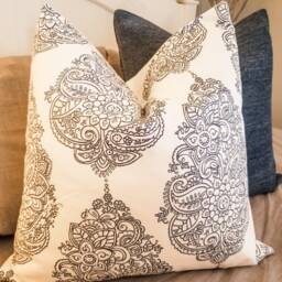 2 Colorslarge Floral Crest.blues.white.orange.farmhouse Pillow.accent Pillow.spring/Summer/Fall Toss Pillow.throw Pillow.pillow Cover - thumbnail 3