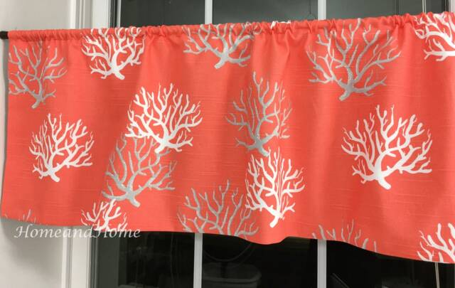 Beachhouse Homedecor Slub Linen Look Coral Valance Cafe Curtains Kitchen Bathroom Curtains Valance - image 1