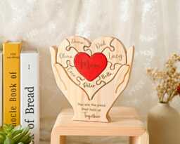 Custom Family Name Wooden Puzzle, You Are The Piece That Holds Us Together Sign, Unique Gift For Mom, Puzzle, Birthday Gifts For Mom - thumbnail 1