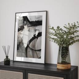 India Map - Black & Grey Abstract Painting Of Wall Art Print Traval Poster - thumbnail 1