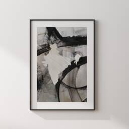 India Map - Black & Grey Abstract Painting Of Wall Art Print Traval Poster - thumbnail 3
