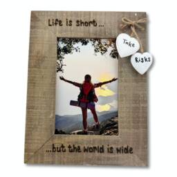 Life Is Short But The World Wide - Adventure Travel Holiday Vacation Personalised Driftwood Style Photo Frame 6x4 - thumbnail 2