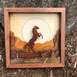 Layered Wood Horse Desert Scene Wall Art - Born To Be Wild Rustic Decor - thumbnail 4