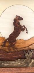 Layered Wood Horse Desert Scene Wall Art - Born To Be Wild Rustic Decor - thumbnail 2