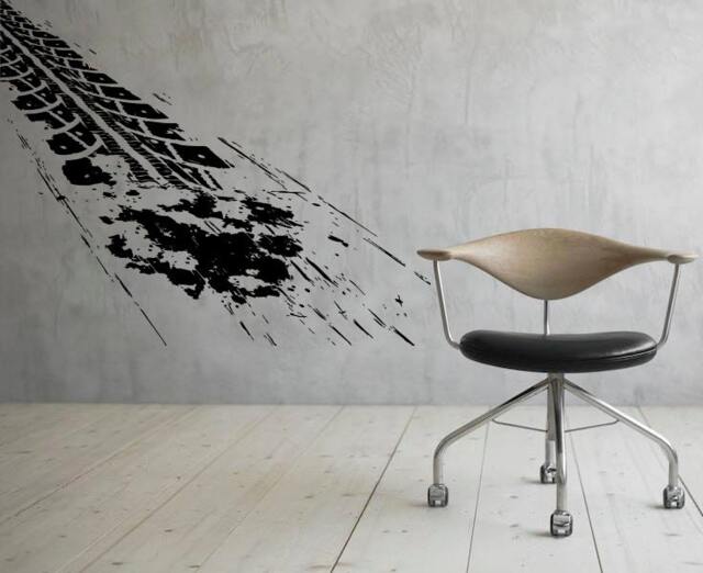 Tire Tracks Wall Vinyl Decal Dirt Road With Traces Stickers Art Murals Design Interior Home Decor - 8Tr4K - image 1