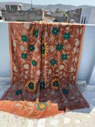 Traditional Velvet Suzani Quilt - Handmade Decorative Bed Cover - thumbnail 1
