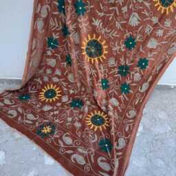 Traditional Velvet Suzani Quilt - Handmade Decorative Bed Cover - thumbnail 4