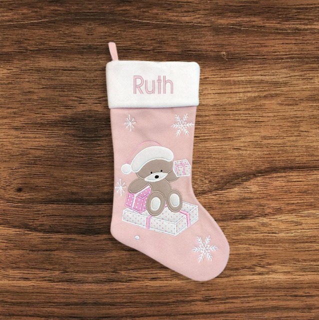 Personalised Christmas Stocking - Baby Girl Embroidered Name - image 1