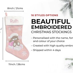 Personalised Christmas Stocking - Baby Girl Embroidered Name - thumbnail 2