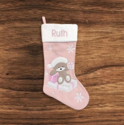 Personalised Christmas Stocking - Baby Girl Embroidered Name