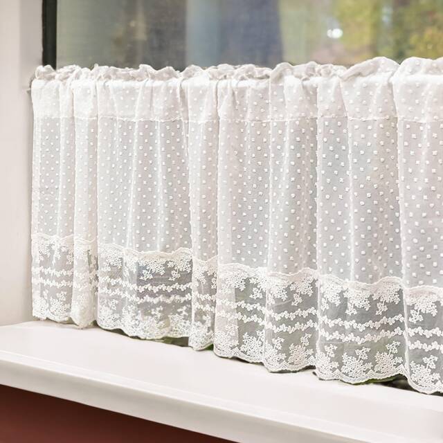 Floral Kitchen Sheer Curtain Farmhouse Lace Coffee Curtain - image 1