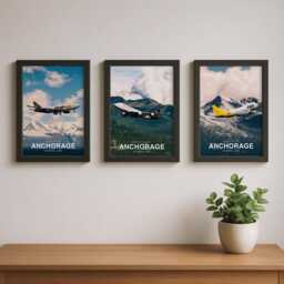 Triple Pack Anchorage Boeing 747 Prints - Atlas Air, Polar Air Cargo, Ups Aviation Art Bundle - Pilot Gift, Poster, Cargo Plane - thumbnail 1