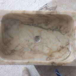 Hand Carved Lilac Marble Sink Wall Mount Bathroom Vanity - thumbnail 4