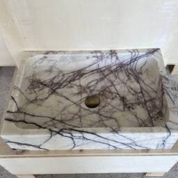 Hand Carved Lilac Marble Sink Wall Mount Bathroom Vanity - thumbnail 2