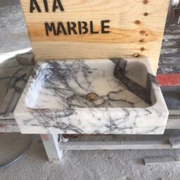 Hand Carved Lilac Marble Sink Wall Mount Bathroom Vanity - thumbnail 3