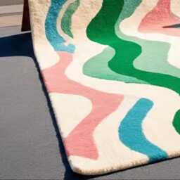 Hand Knotted Wool Area Rug, Ivory Blue Geometric Oushak Style, 8x10 Ft - thumbnail 2