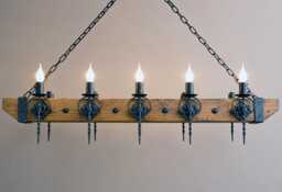 Wood Beam Chandelier Lights - Wrought Iron Lighting Fixture