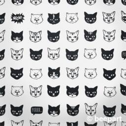 Cat Wall Decal Set For Cat Lover, Pattern Nursery, Face Vinyl Decal, Lover Gift - thumbnail 3
